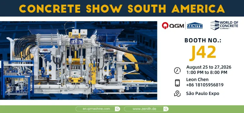 Quangong Machinery zaprezentuje się na Concrete Show w São Paulo w Brazylii — dołącz do nas na tym ważnym wydarzeniu branżowym w Ameryce Południowej.